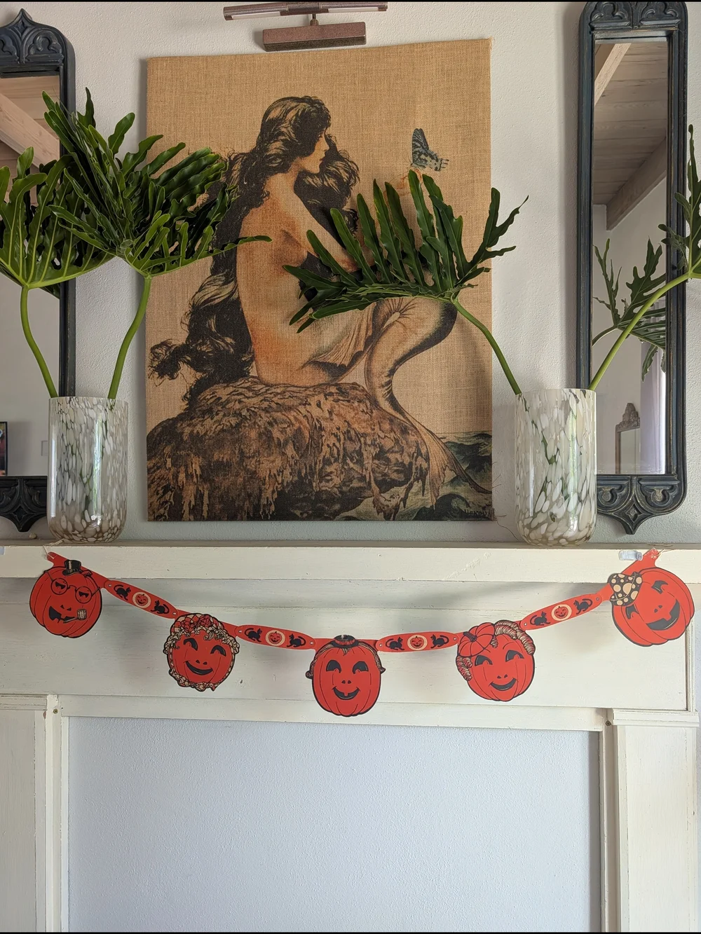 Rare Vtg 1930-40s Family Of Jack-o'-lanterns Garland